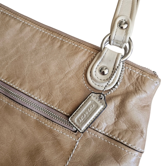 Y2k Vintage Coach Hampton Large Leather Purse Tote 18998 - Picture 6 of 11